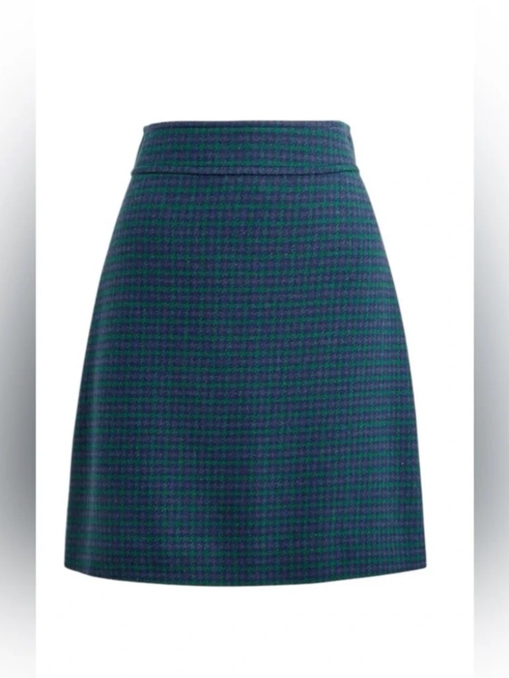 PLUS SIZE: J. Crew Plaid wool-blend A-line Mini Skirt - Serene Spruce